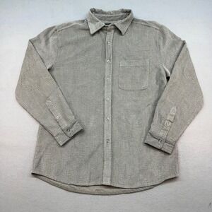Super Massive Mens Large Corduroy Button Down Shirt Taupe Gray Long Sleeve
